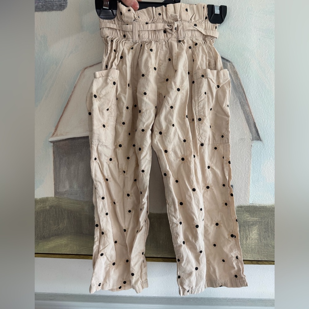 ZARA Kids Ecru Floral Cotton Blend Parachute Pants Size 2-3